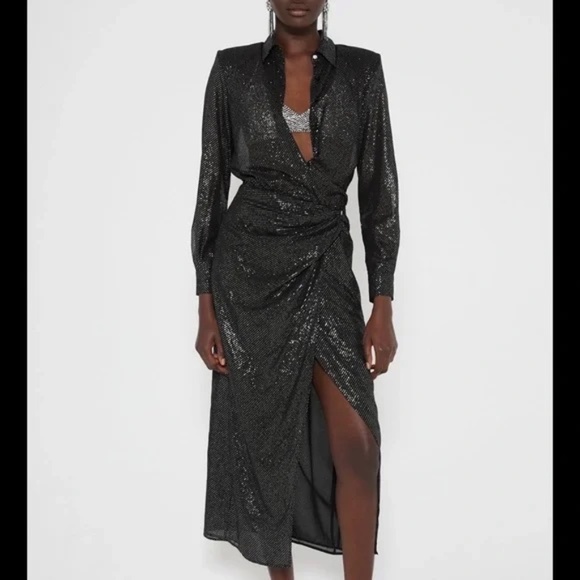 Zara Dresses & Skirts - Zara Sheer Glittery Midi Dress - size L